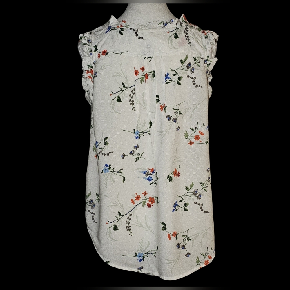 Maeve Anthropologie Floral Ruffle Blouse Boho Cottagecore Button Front Top Sz 4 - Picture 3 of 13